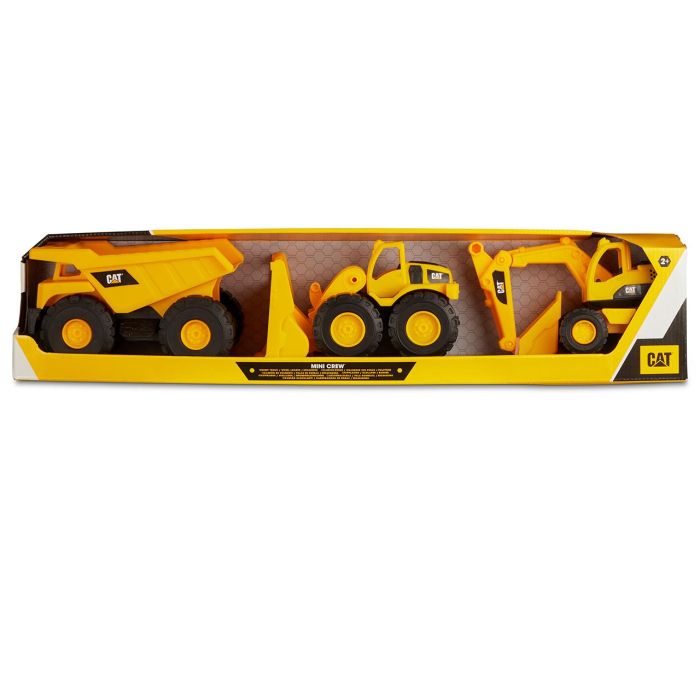 Funrise Pack 3 Vehículos Caterpillar 82284 18cm Volquete Excavadora Pala Cargadora Plástico Rueda Libre Partes Articuladas +2 Años 2