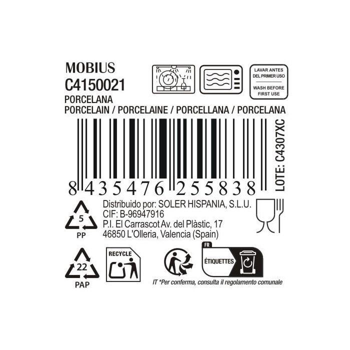 La Mediterranea Plato Postre Mobius 20.5 cm (18 Unidades)