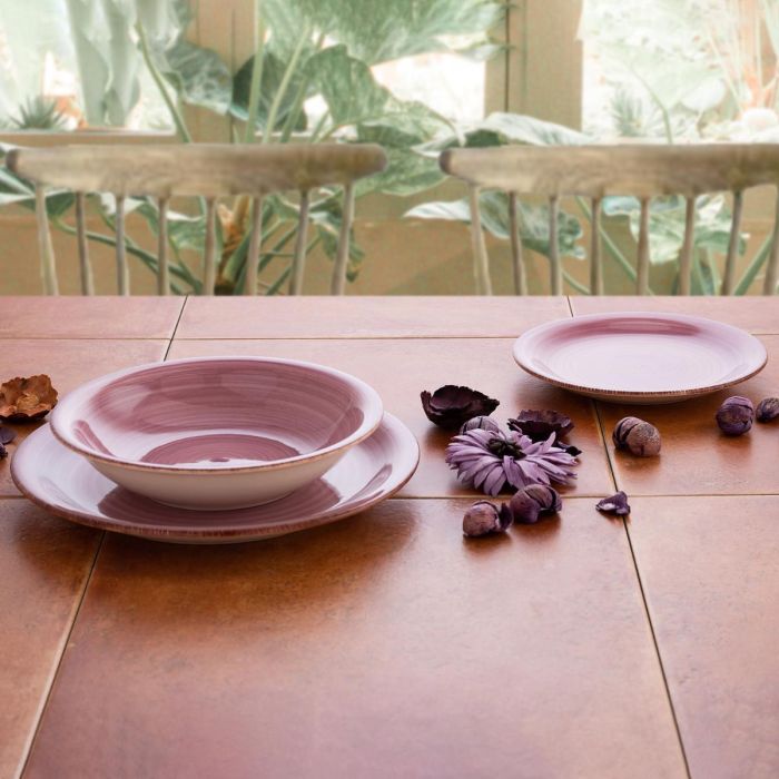 Quid Plato Llano Cerámico Vita Peoni Rosa 27 cm - Pintado a Mano, Brillo, Apilable, Apto Microondas y Lavavajillas 1 Quid Plato Llano Cerámico Vita Peoni Rosa 27 cm - Pintado a Mano, Brillo, Apilable, Apto Microondas y Lavavajillas 1