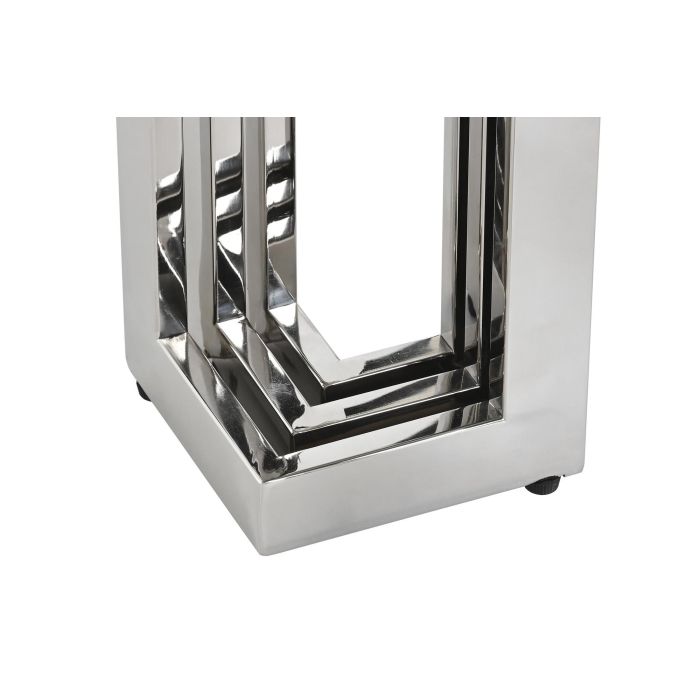 DKD Home Decor Consola Moderna, Mesa Auxiliar de Acero y Cristal, Colores Plateado y Blanco, 120x45x78 cm 4