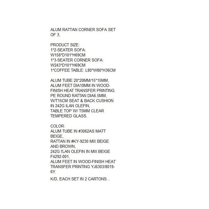 DKD Home Decor Sofá Terraza y Jardín Marrón Esquinero Ratán Sintético Aluminio 259 x 69 x 243 cm Set 2 Piezas