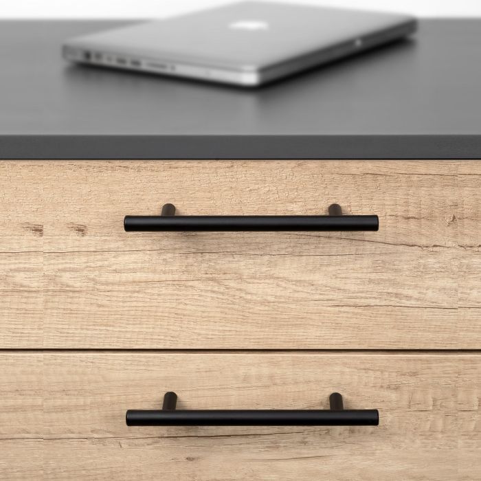 Emuca Lote de 10 tiradores para mueble Miami, L272mm, intereje 192mm, Acero inoxidable, Pintado negro 3