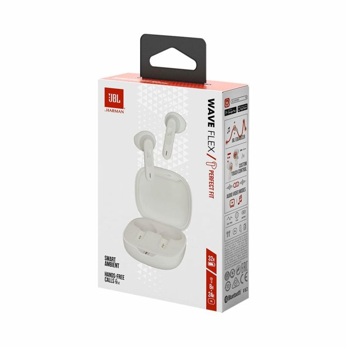 Auriculares Inalámbricos con Estuche de Carga JBL Wave Flex Blanco 10 Auriculares Inalámbricos con Estuche de Carga JBL Wave Flex Blanco 10