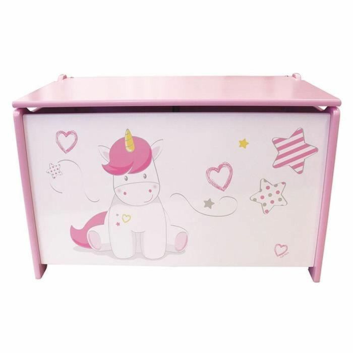 Fun House cofre de juguete Unicornio de madera MDF para niñas +3 años - Caja almacenaje infantil 36x36x60 cm 1