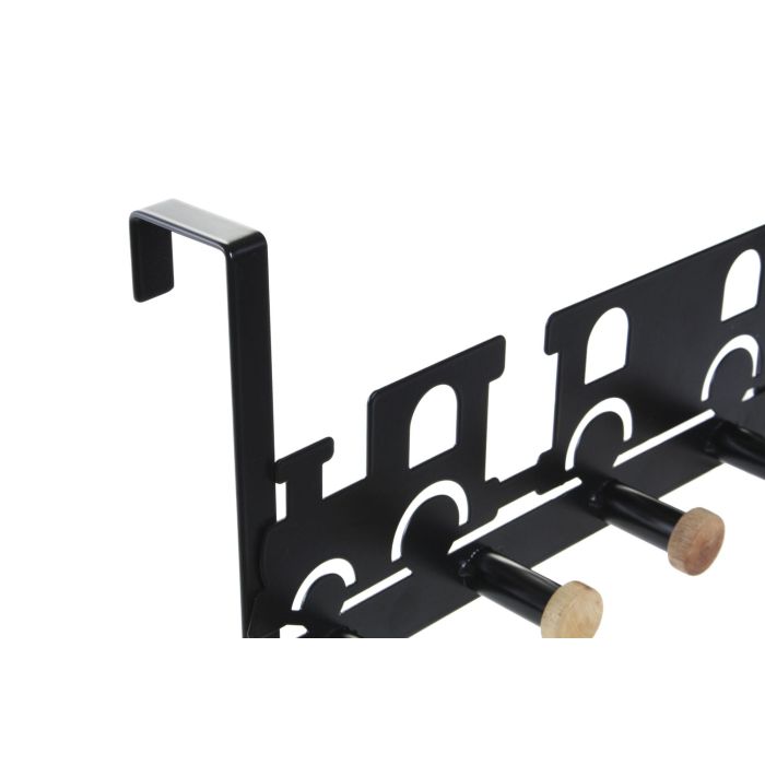 DKD Home Decor Perchero 28.5 x 8.5 x 16.5 cm Negro Blanco Metal MDF 4 Colgadores Puerta 2 Unidades 1