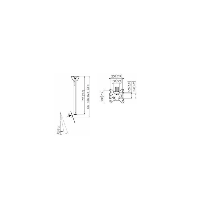 Vogel's Soporte de Techo Gama Profesional PFC 585 Display Ceiling Kit Plata, Altura Ajustable, VESA 200x200mm
