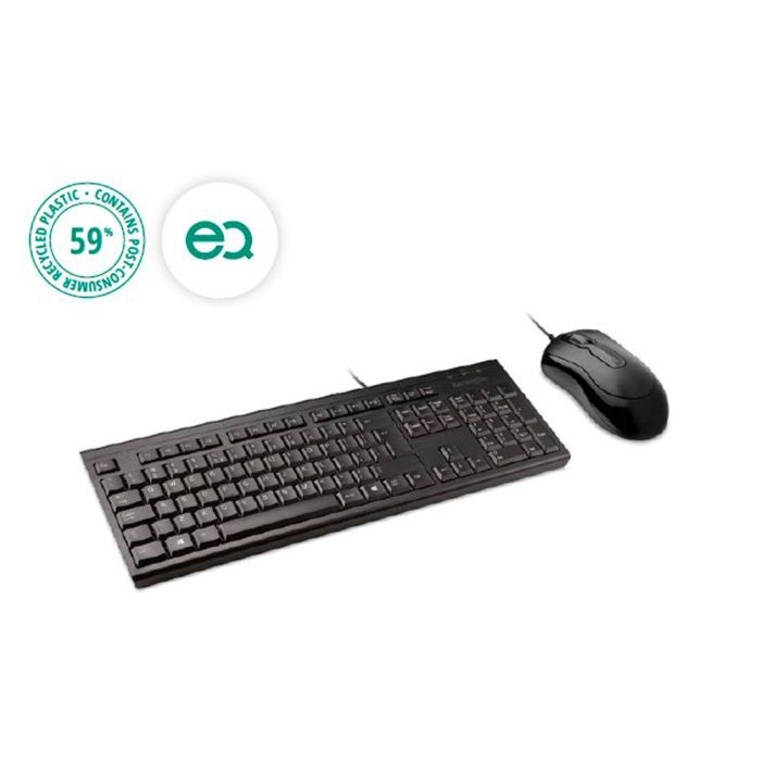 Set Teclado Y Raton Kensington Km100 Eq Ecologico Con Cable Color Negro