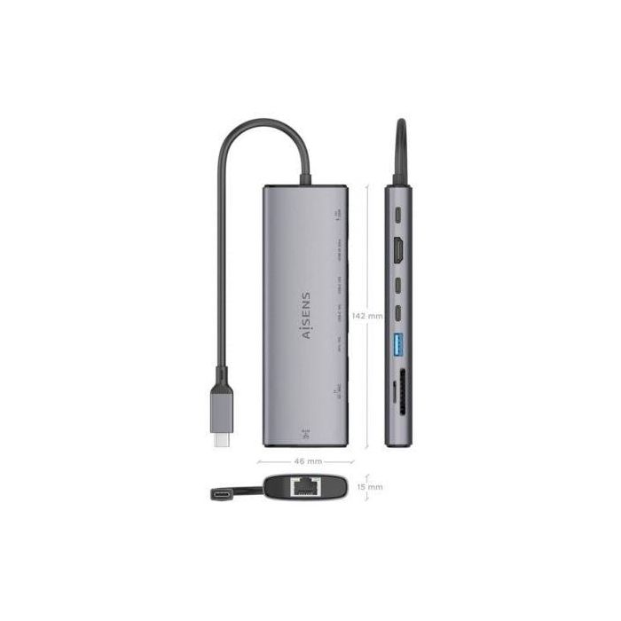 Docking USB Tipo-C Aisens ASUC-8P033-GR/ 1xHDMI/ 1xUSB/ 2xUSB Tipo-C/ 1xRJ45/ 1xLector Tarjetas/ 1xUSB Tipo-C PD/ Gris 3