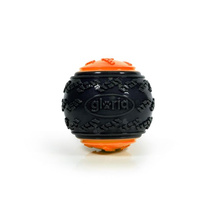 Gloria Play And Run Pelota Juguete para Perros, Mega Squeaker L 8.89 cm Naranja-Gris, de TPR Resistente para Adiestramiento 1