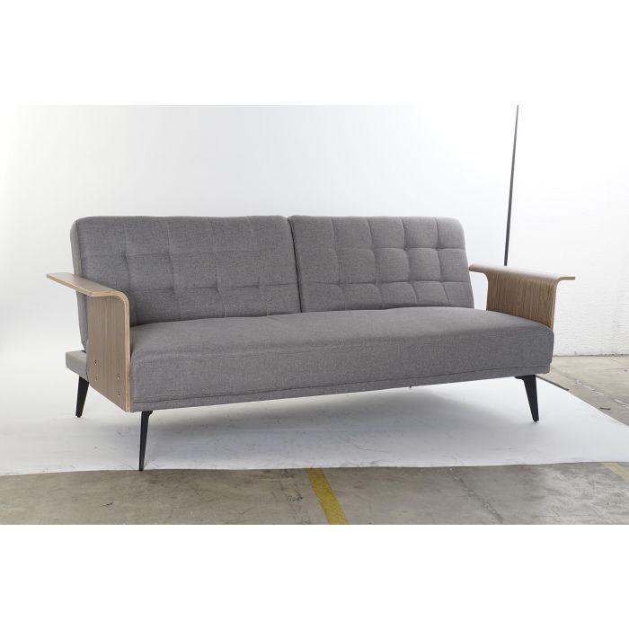 DKD Home Decor Sofa Cama Urban Gris, Marrón y Negro Poliéster Eucalipto Metal Desmontable - 203x87x81cm - Altura Asiento 41cm 6 DKD Home Decor Sofa Cama Urban Gris, Marrón y Negro Poliéster Eucalipto Metal Desmontable - 203x87x81cm - Altura Asiento 41cm 6