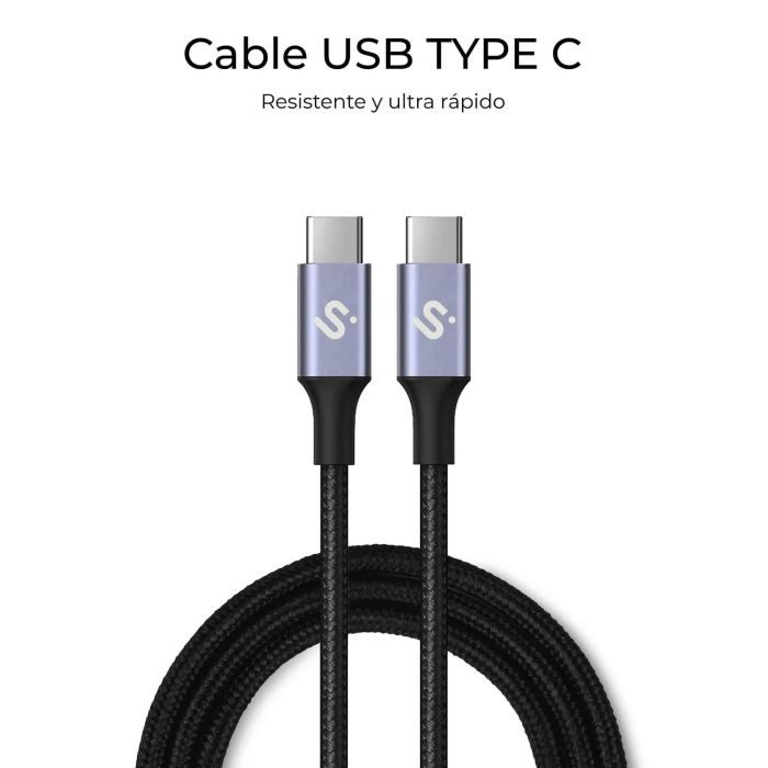 SUBBLIM CABLE OPTIMUS 60W C-C 1m BLACK 2 SUBBLIM CABLE OPTIMUS 60W C-C 1m BLACK 2
