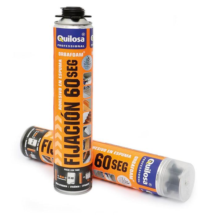 Quilosa Adhesivo de Montaje en Espuma de Poliuretano 60 Segundos 750ml para Paneles Aislantes y Fijaciones Rápidas