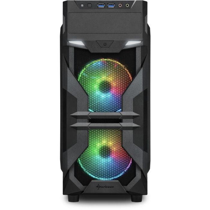 Sharkoon VG7-W RGB Caja de PC Midi Tower ATX Negro con Iluminación RGB para Placas Base ATX, Micro ATX, Mini-ATX 1