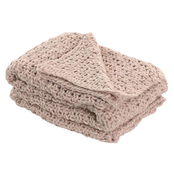 DKD Home Decor 2c25 Manta Sofá Urban Acrílico De Punto Rosa Palo 170 x 130 cm 470 gsm (2 Unidades)