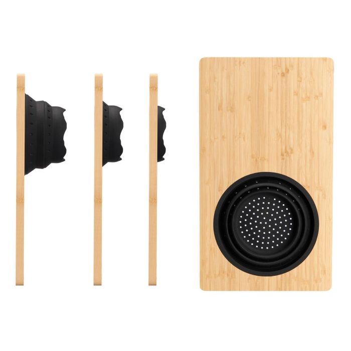 Tabla de Corte con Escurridor de Bambú Kinvara 46x26x2 cm - Negro/Madera (6 Unidades) 3 Tabla de Corte con Escurridor de Bambú Kinvara 46x26x2 cm - Negro/Madera (6 Unidades) 3
