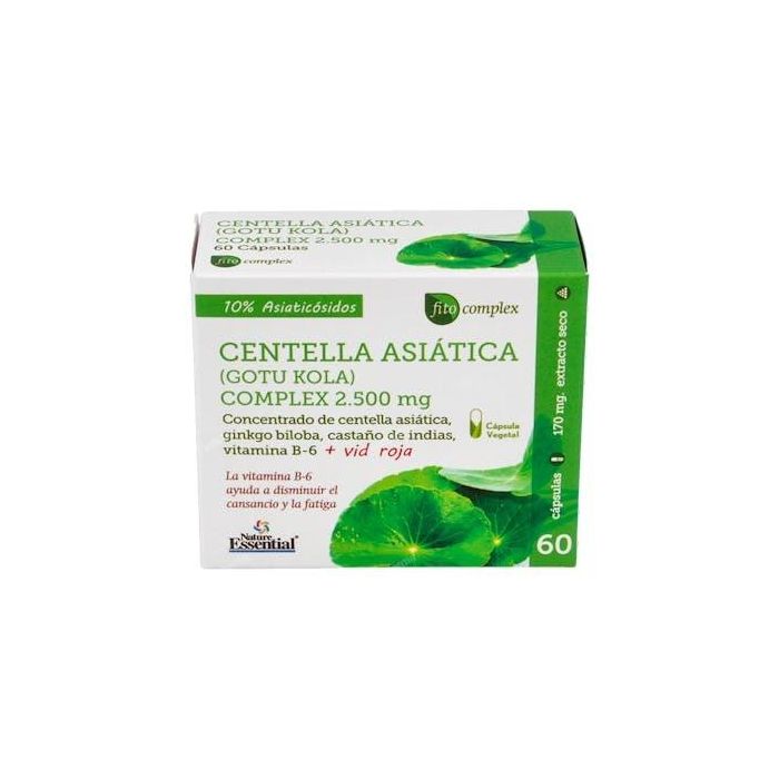 NATURE ESSENTIAL Centella Asiatica Complex 2500Mg 60 Cápsulas para Piernas Cansadas con Vitamina B6