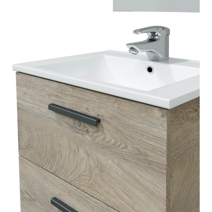 Forés/Arkit Mueble de baño suspendido roble alaska 2 cajones soft close con espejo 60x45x57 cm 2 Forés/Arkit Mueble de baño suspendido roble alaska 2 cajones soft close con espejo 60x45x57 cm 2
