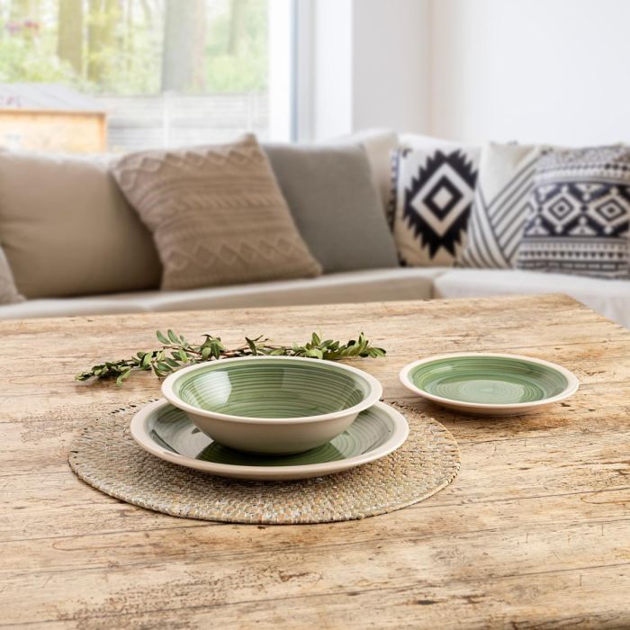 Quid Plato Llano Calypso Cerámica Decorado Verde 27 cm