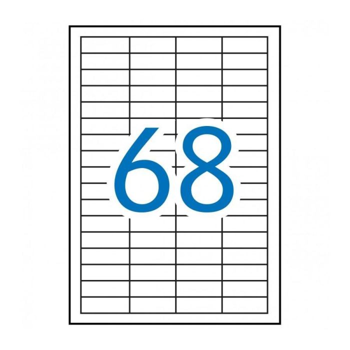 Apli Etiquetas Adhesivas 48,5x16,9 mm Blanco para Inkjet y Láser, Pack 100 Hojas (6.800 Etiquetas)