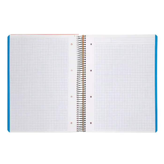 Liderpapel Cuaderno espiral A4 Wonder, tapa plástico, 120 hojas, 90gr, cuadro 5mm, banda, 4 taladros, color lila 5