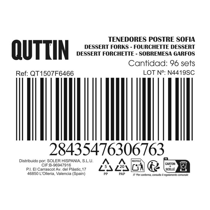 Inde Set de 6 Tenedores de Postre 'Sofia' de 1.5 mm - 14.5x2.2 cm (12 Cajas) 2
