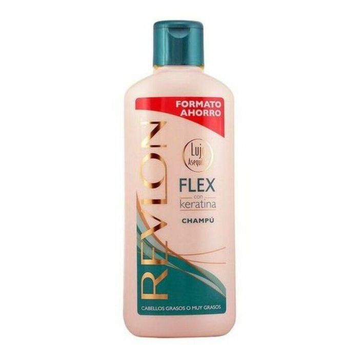 Revlon Mass Market FLEX KERATIN Champú Purificante Antigrasa Cabello Graso con Keratina & Antiencrespamiento 650 ml