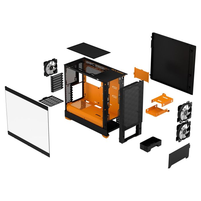 Fractal Design Pop Air RGB Orange Core TG Clear Tint Caja Torre PC con Ventana Cristal Templado y RGB Negro Naranja ATX mATX Mini-ITX 3