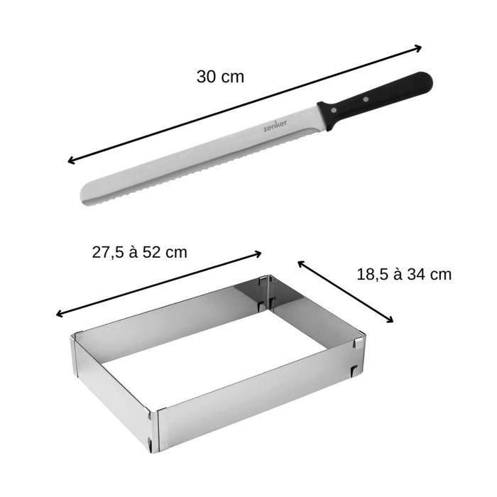 Zenker Marco Rectangular Ajustable para Tartas + Cuchillo de Repostería - Smart Pastry - 30 cm 2