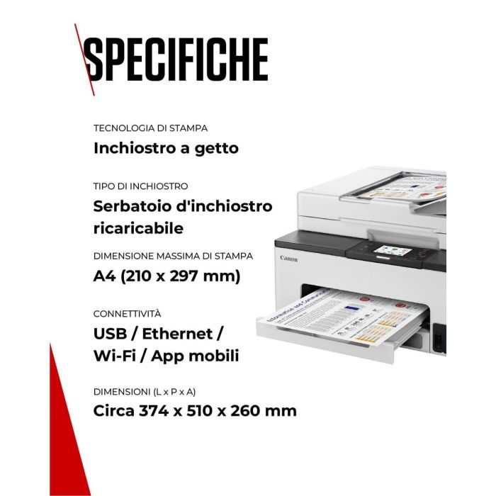 Canon MAXIFY GX2050 Impresora Multifunción Inyección de Tinta 4 en 1: Imprime, Copia, Escanea y Envía Fax para Oficina Doméstica con Sistema Megatank 2