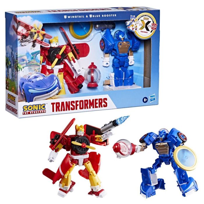 Hasbro Transformers Collaborative Sonic the Hedgehog Blue Booster & Wingtaill Figuras Transformables Robot a Vehículo 12,7 cm Pack 2 Figuras con Accesorios Hasbro Transformers Collaborative Sonic the Hedgehog Blue Booster & Wingtaill Figuras Transformables Robot a Vehículo 12,7 cm Pack 2 Figuras con Accesorios