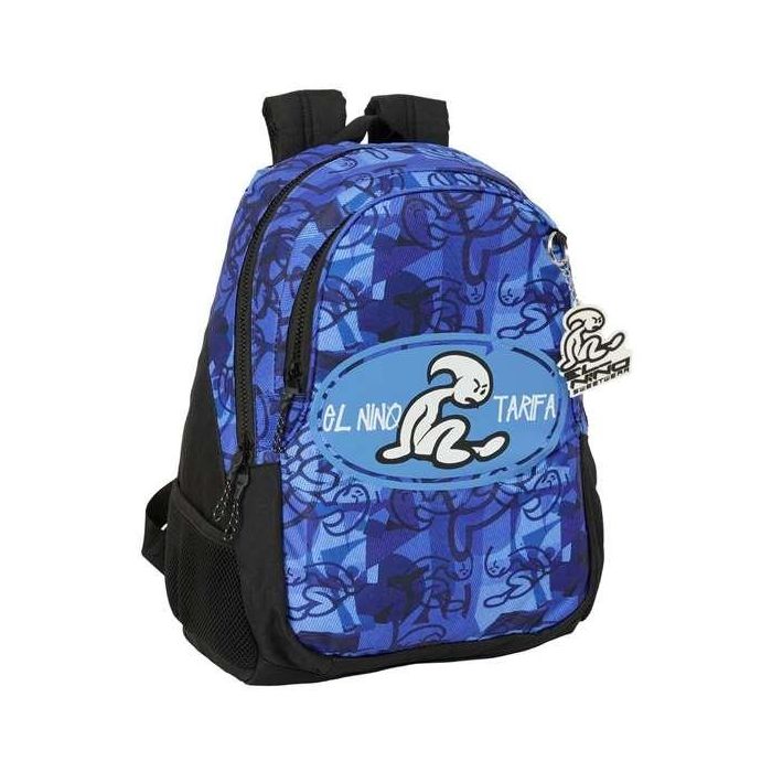 Mochila Escolar El Niño Roller Azul Negro 32 x 44 x 16 cm