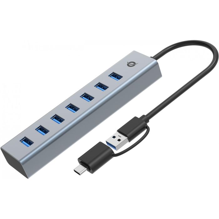 Conceptronic HUBBIES21GP Hub USB 3.0 Gris con 7 Puertos USB-A y Conexiones USB-A y USB-C 1 Conceptronic HUBBIES21GP Hub USB 3.0 Gris con 7 Puertos USB-A y Conexiones USB-A y USB-C 1