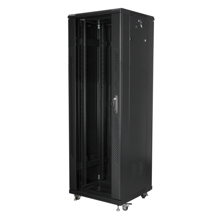 Lanberg FF01-6637-12B Armario Rack 37U Independiente Negro - 800 kg - Bloqueo Teclado - Patas Ajustables - Rieles Rack