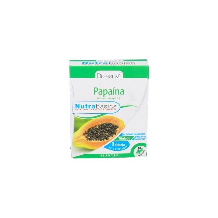 Nutrabasics Papaína 30 Cápsulas – Suplemento Digestivo con Papaya para una Normal Digestión