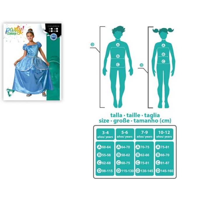 Disfraz Princesa De Cuento Azul Vestido Niña 10-12 Años 3 Disfraz Princesa De Cuento Azul Vestido Niña 10-12 Años 3