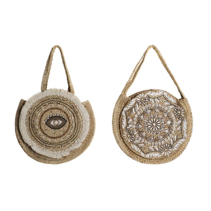 Bolso Mediterraneo DKD Home Decor Natural Negro 12 x 36 x 36 cm (2 Unidades) Bolso Mediterraneo DKD Home Decor Natural Negro 12 x 36 x 36 cm (2 Unidades)