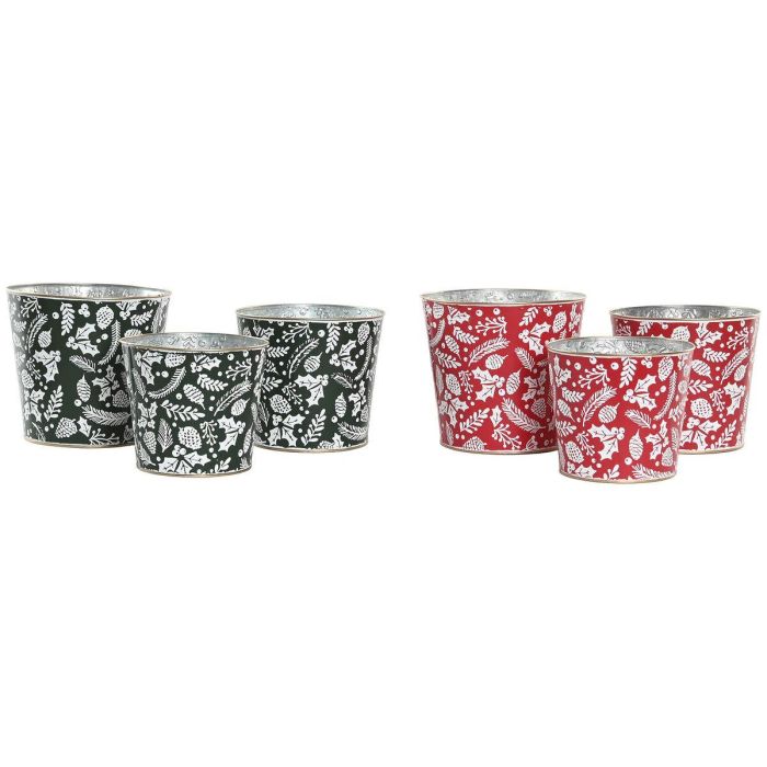 DKD Home Decor Caja para Decoración de Navidad Tradicional de Metal Verde y Rojo, Set de 2 Unidades, Medidas 21x21x19 cm 3