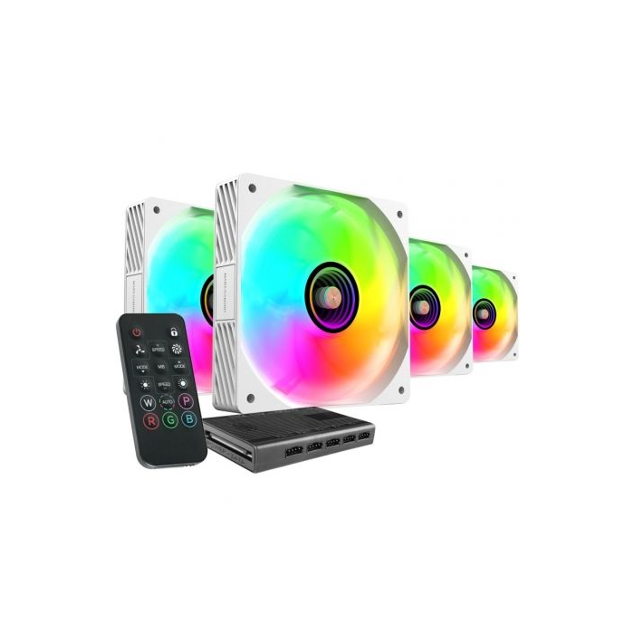 Mars Gaming MF-SI4KIT Pack 4 Ventiladores 12cm ARGB + HUB + Mando a Distancia Blancos Infinity Mirror Ultrasilenciosos Mars Gaming MF-SI4KIT Pack 4 Ventiladores 12cm ARGB + HUB + Mando a Distancia Blancos Infinity Mirror Ultrasilenciosos