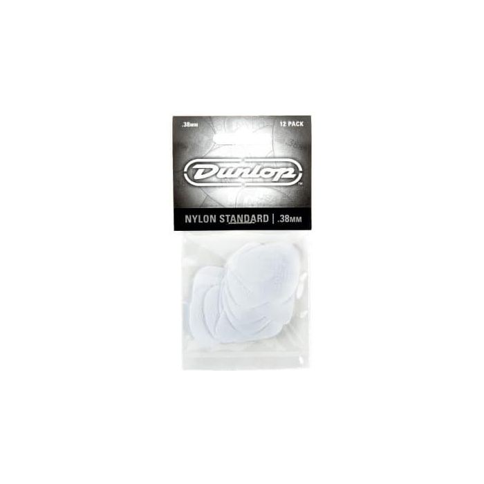 Dunlop Pack de 12 Unidades Púas de Nylon para Guitarra Eléctrica y Acústica - Grosor Estándar 0,38mm
