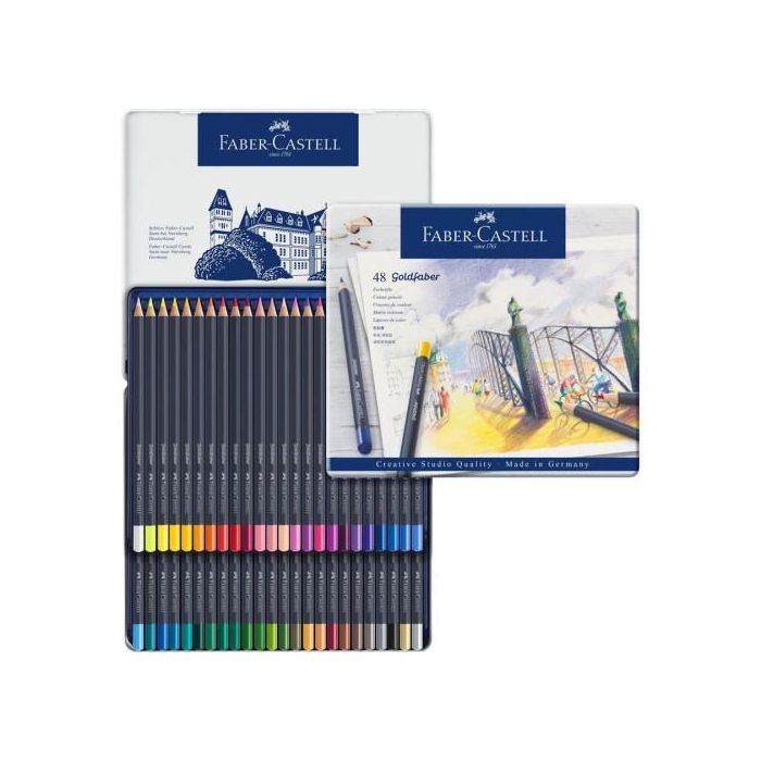 Estuche de Metal con 48 Lápices de Colores Goldfaber. Faber Castell 114748 2