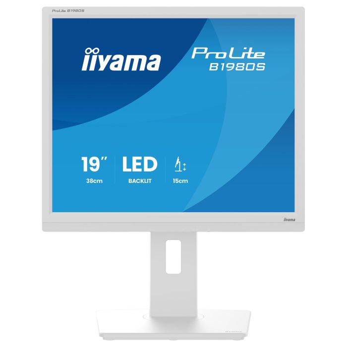 Iiyama ProLite B1980S-W1 - Monitor de 19" 1280x1024 (5:4), Panel TN, 75Hz, 3ms, 250 cd/m², Ajuste en Altura, Pivote, Altavoces, Blanco