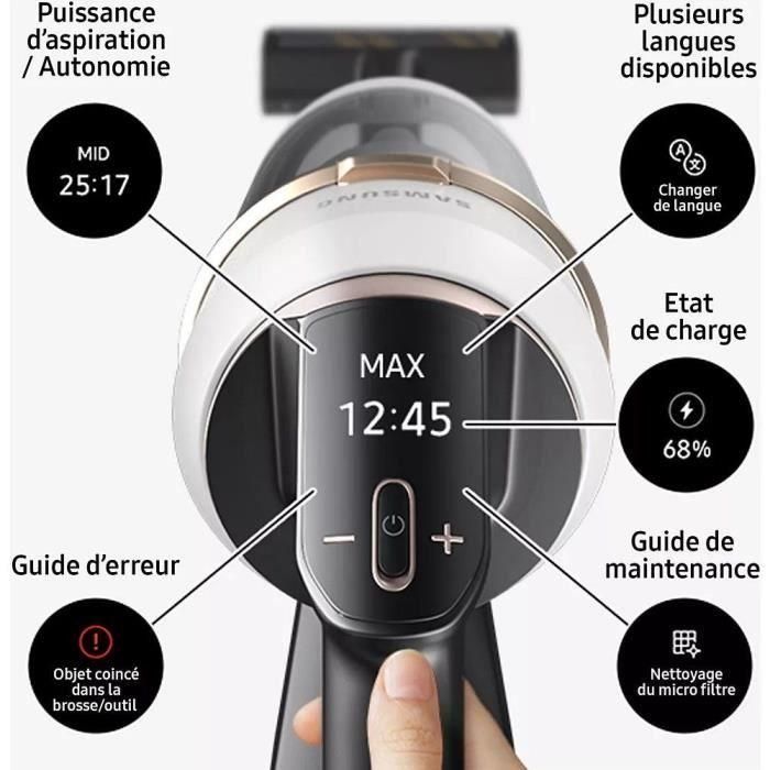 Samsung VS20B95C43W Aspiradora vertical Bespoke Jet Plus Complete 210 AW con estación de limpieza 3
