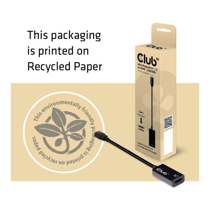 Club 3D Adapter MiniDisplayPort > HDMI 2.0b HDR 4K60Hz activo