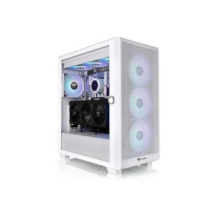 Thermaltake S250 TG ARGB Snow White - Caja PC Midi Tower ATX/EATX, Panel de Vidrio Templado, Blanco