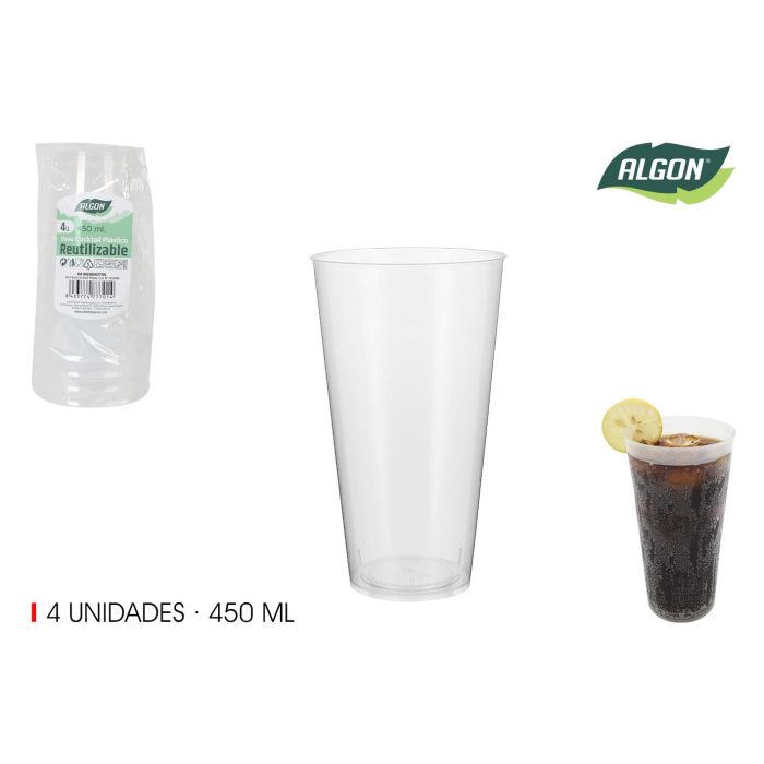 Set de 4 Vasos Cocktail 450 ml Algon (64 Unidades) Set de 4 Vasos Cocktail 450 ml Algon (64 Unidades)
