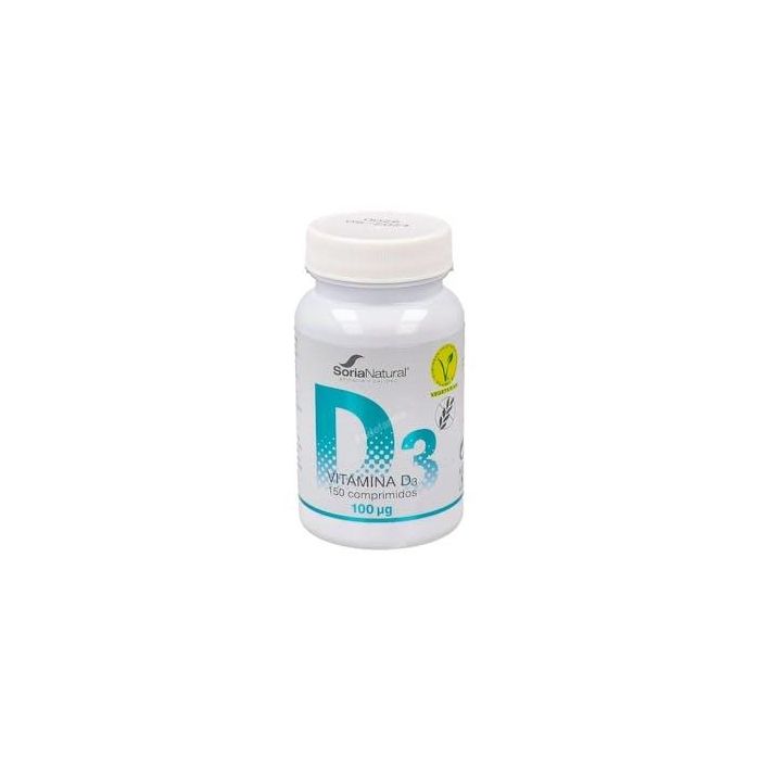 Soria Natural Vitamina D3 Liberación Sostenida 250mg 150 Comprimidos Vegan para Huesos e Inmunidad