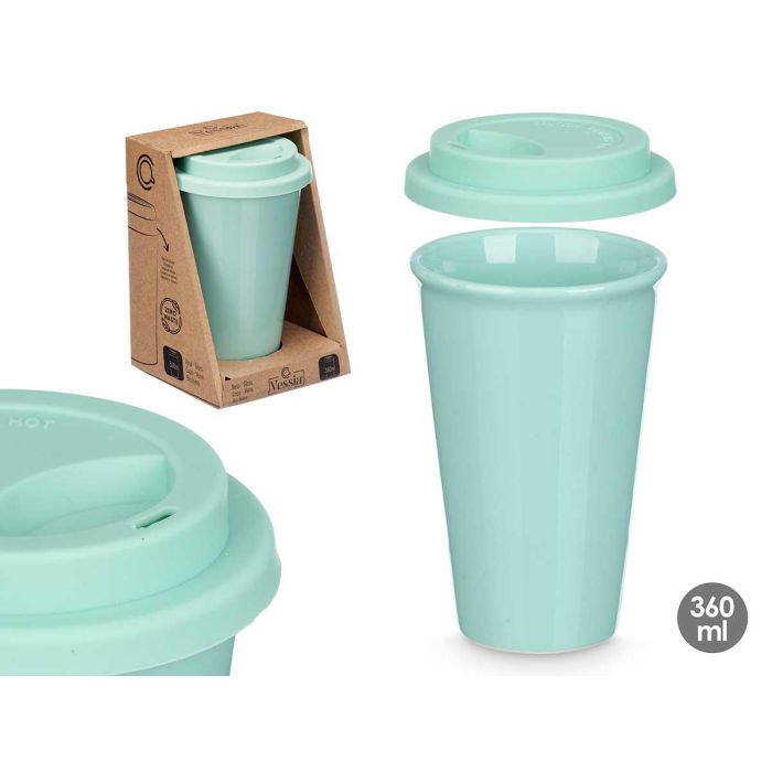 Vaso Tapa Silicona Menta 360Ml Vessia 11X15CM (12 Unidades) Vaso Tapa Silicona Menta 360Ml Vessia 11X15CM (12 Unidades)