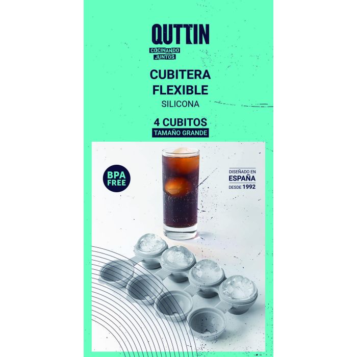 Cubitera flexible de silicona roja para 4 cubitos Quttin (12 Unidades) 16 Cubitera flexible de silicona roja para 4 cubitos Quttin (12 Unidades) 16