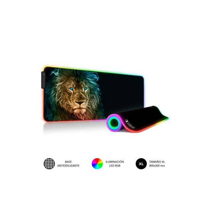 Subblim Alfombrilla de Ratón LED RGB 9 Colores Diseño León XL para Juegos SUBMP-02RGB10 0 Subblim Alfombrilla de Ratón LED RGB 9 Colores Diseño León XL para Juegos SUBMP-02RGB10 0