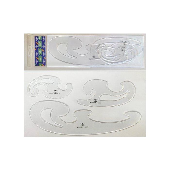 Domingo Ferrer Plantillas Curvas Cristal Plástico Transparente - Juego de 3 unidades para Curvas Perfectas 7x390x105 mm
